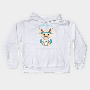 No pain no gain, Cute rabbit lifting weights. Kids Hoodie